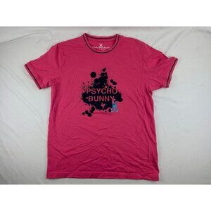 Psycho Bunny T Shirt Mens Size 5 (M)  Pink Graphic Print Logo Tee Pima Cotton